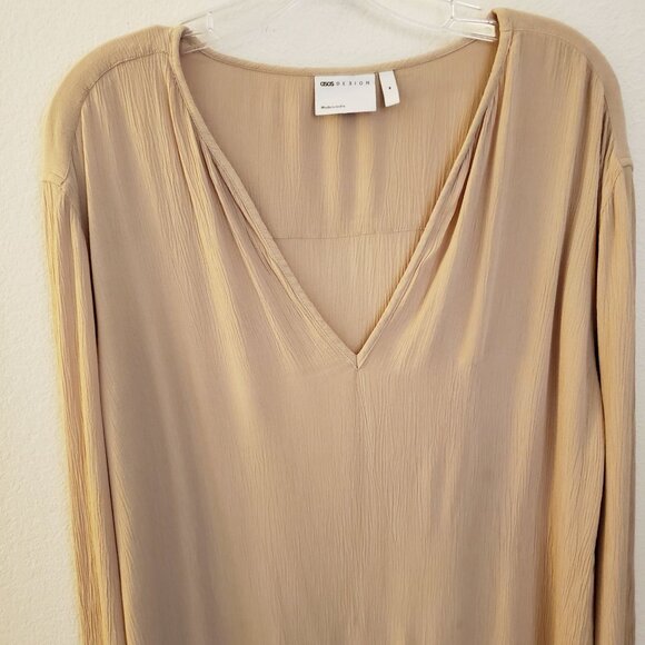 Asos Design Oversize Viscose Blend Tan Long Sleeve Top Fits up to XL - Picture 2 of 6